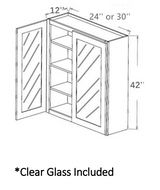 Wall Cabinet Double Glass Doors, 42” H