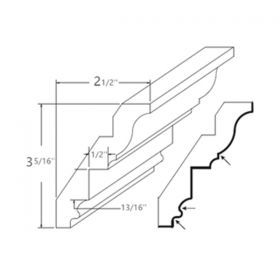 Aspen White Inset Crown Moulding-RCM4S