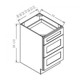 Shaker Gray Three Drawer Bases
