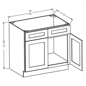 Shaker Gray Vanity Sink Bases-Double Door Double Drawer Front